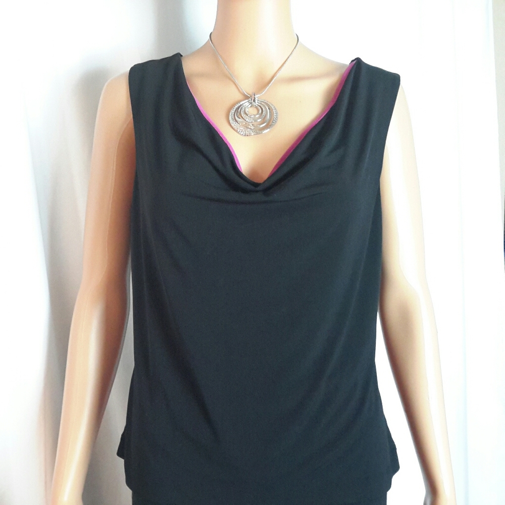 e.i Black Women's Blouse Cowl Neck Stretch Size S